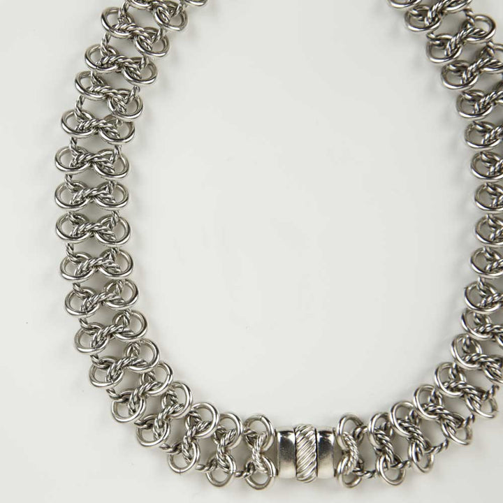 David Yurman Woven Sterling Silver & Quartz Choker Necklace