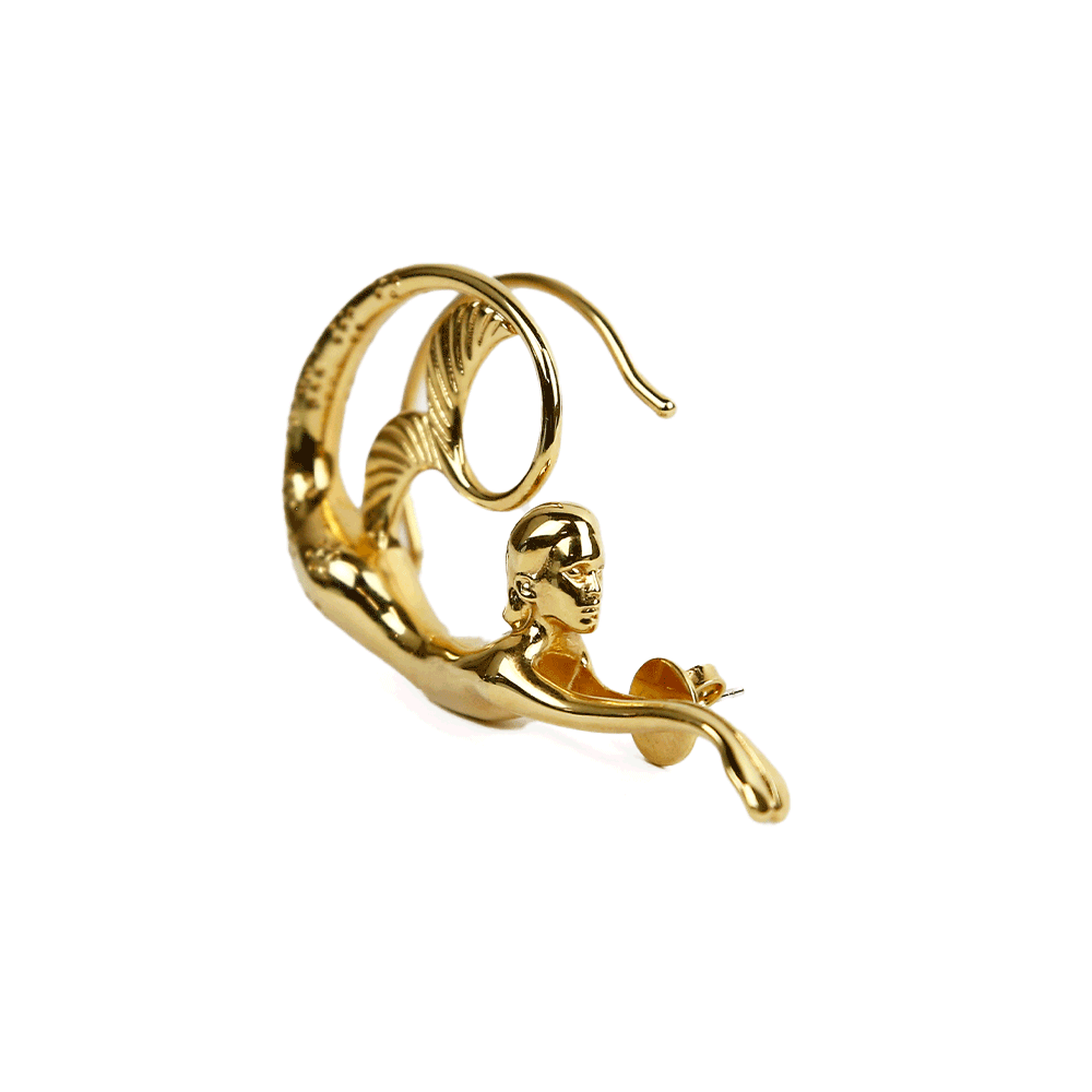 Lanvin Gold Mermaid Cuffed Post Earrings