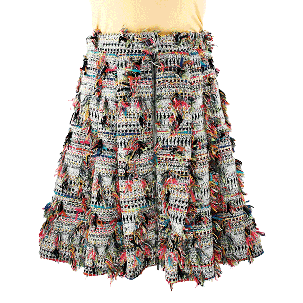 Front view of Chanel 2017 Spring Collection Tech Tweed Skirt