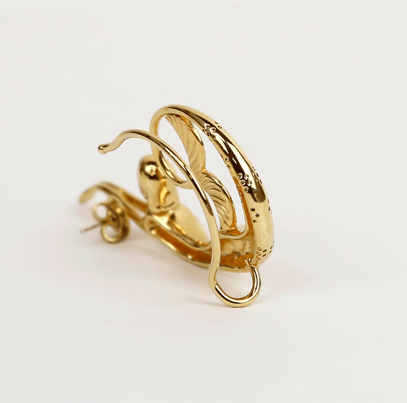 back view of Lanvin Gold Mermaid Cuffed Post Earrings