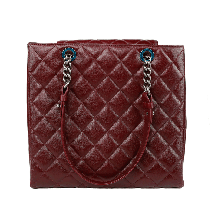 back view of Chanel Burgundy Caviar Leather Rock Shopping Tote