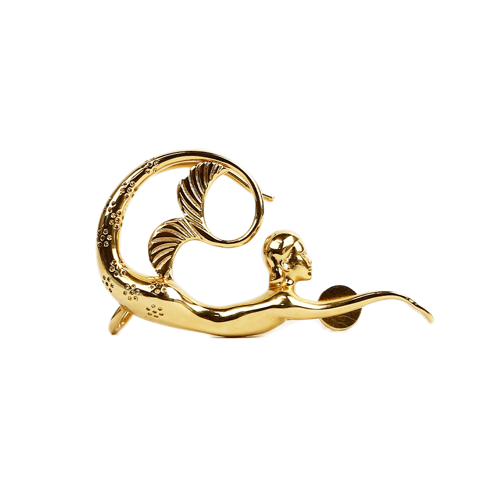 front view of Lanvin Gold Mermaid Cuffed Post Earrings