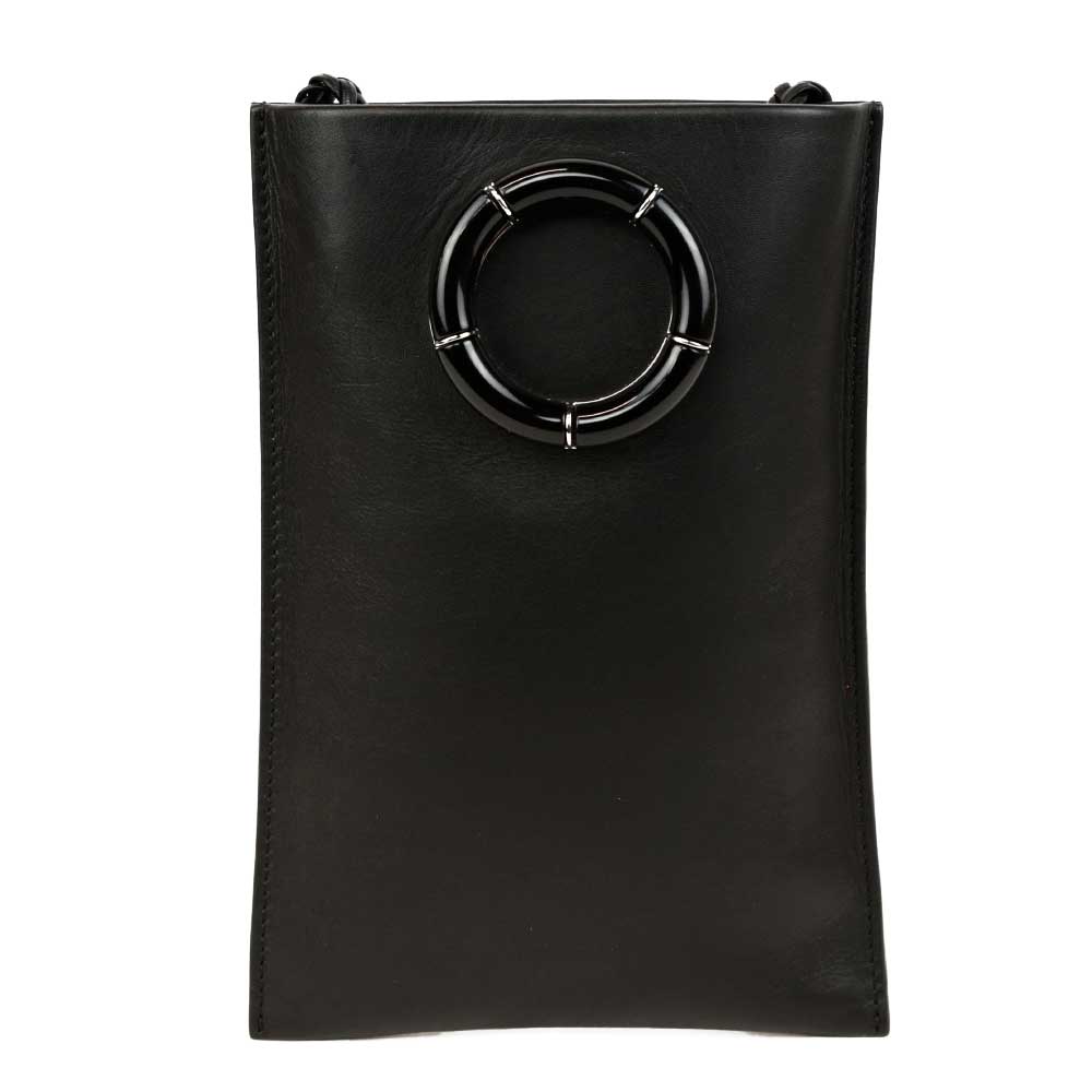 The Row Black Leather Medicine Pouch Shoulder Bag