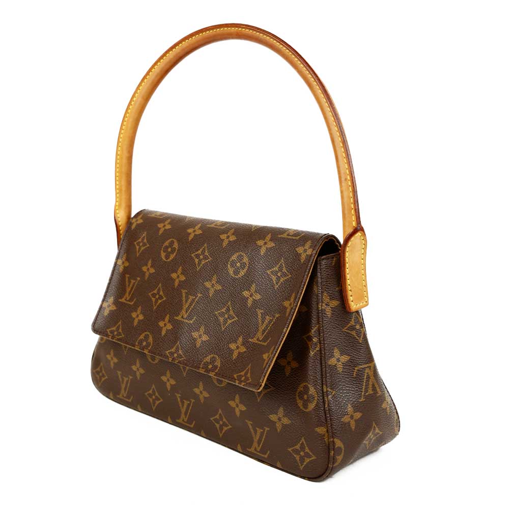 side view of Louis Vuitton Mini Looping Flap Monogram Shoulder Bag