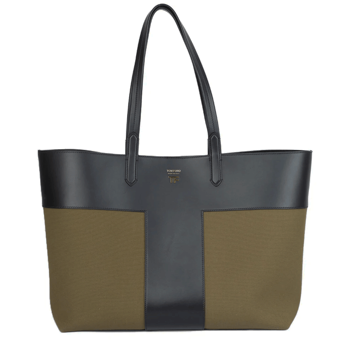 FRONT VIEW OF Tom Ford Light Khaki East/West Graphic T Tote