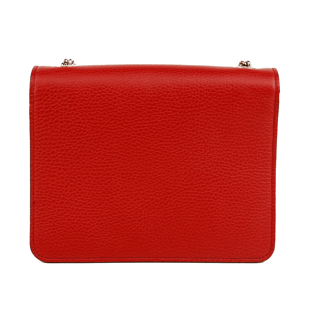 back view of Gucci Red Dollar Calfskin Small Interlocking G Crossbody Bag