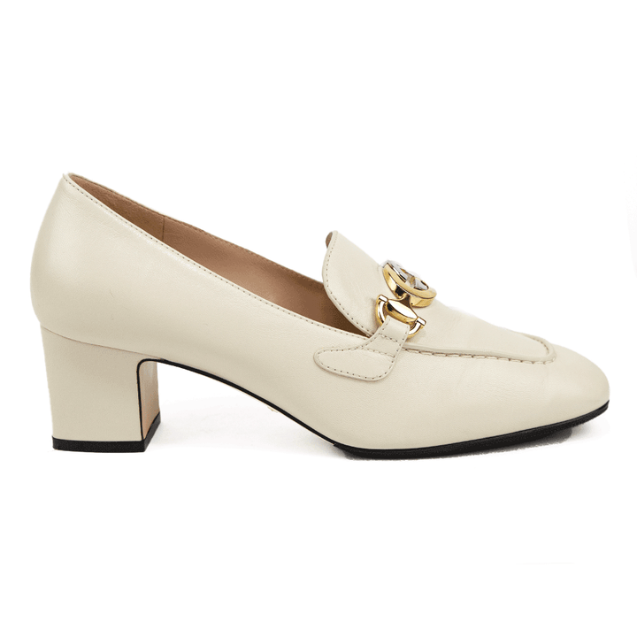 side view of Gucci Zumi 55 Leather Loafer Pumps