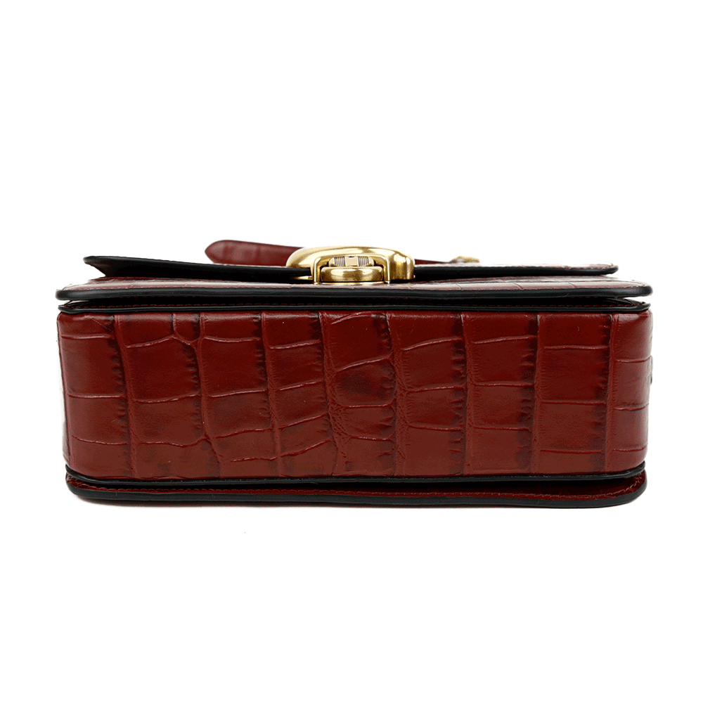 base view of Coach Studio Wine Croc Embossed Leather Satchel