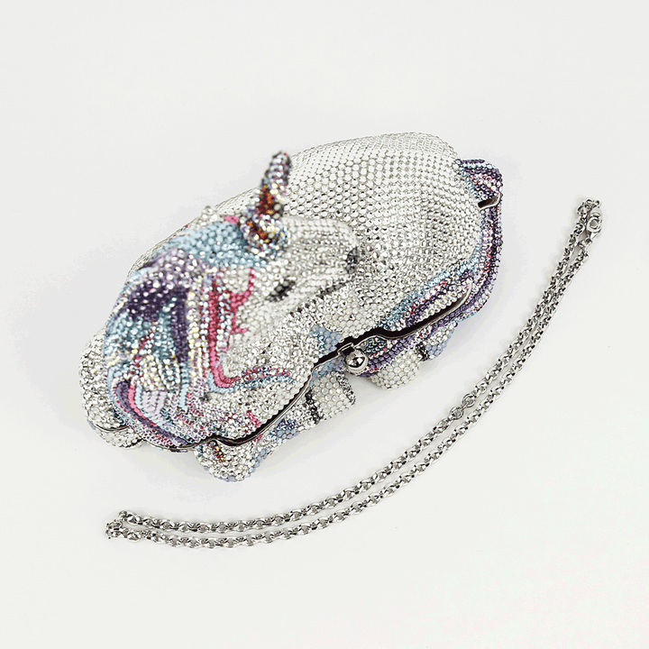top view of Judith Leiber Unicorn Lunaria Crystal Clutch