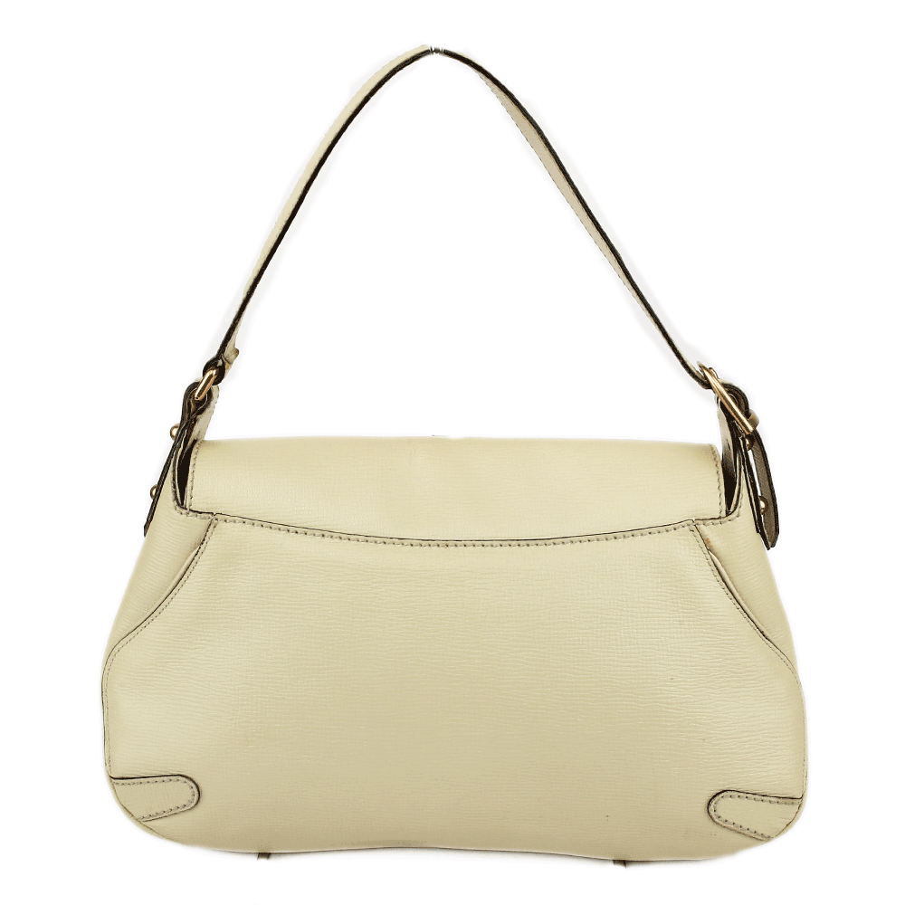 back view of Gucci Cream Leather Horsebit Chain Shoulder Bag