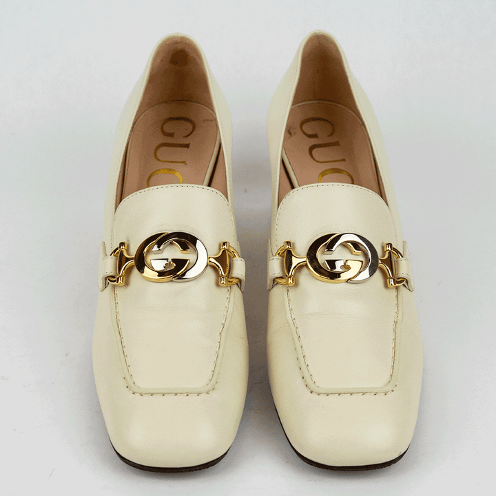 front view of Gucci Zumi 55 Leather Loafer Pumps