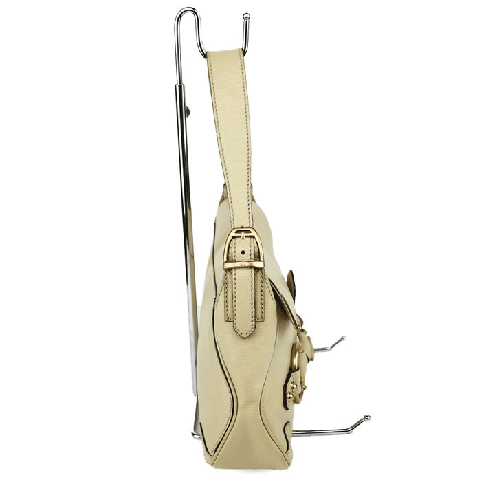 side view of Gucci Cream Leather Horsebit Chain Shoulder Bag