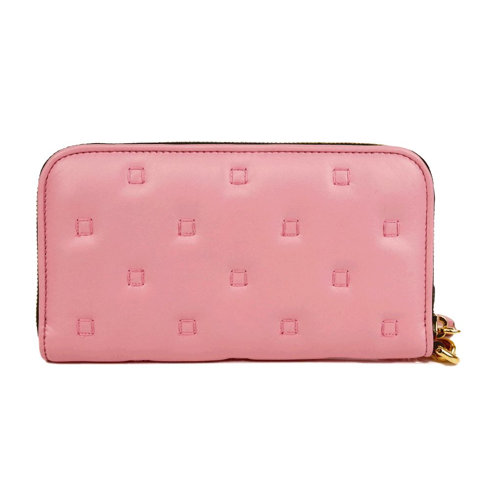 back view of Moschino Pink Quilted Leather Wallet