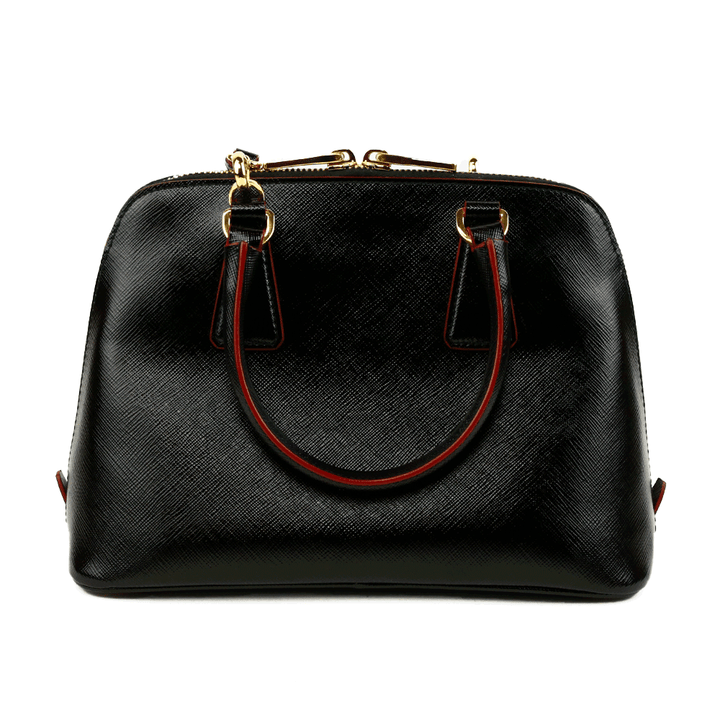 back view of Prada Black Saffiano Vernice Small Promenade Bag