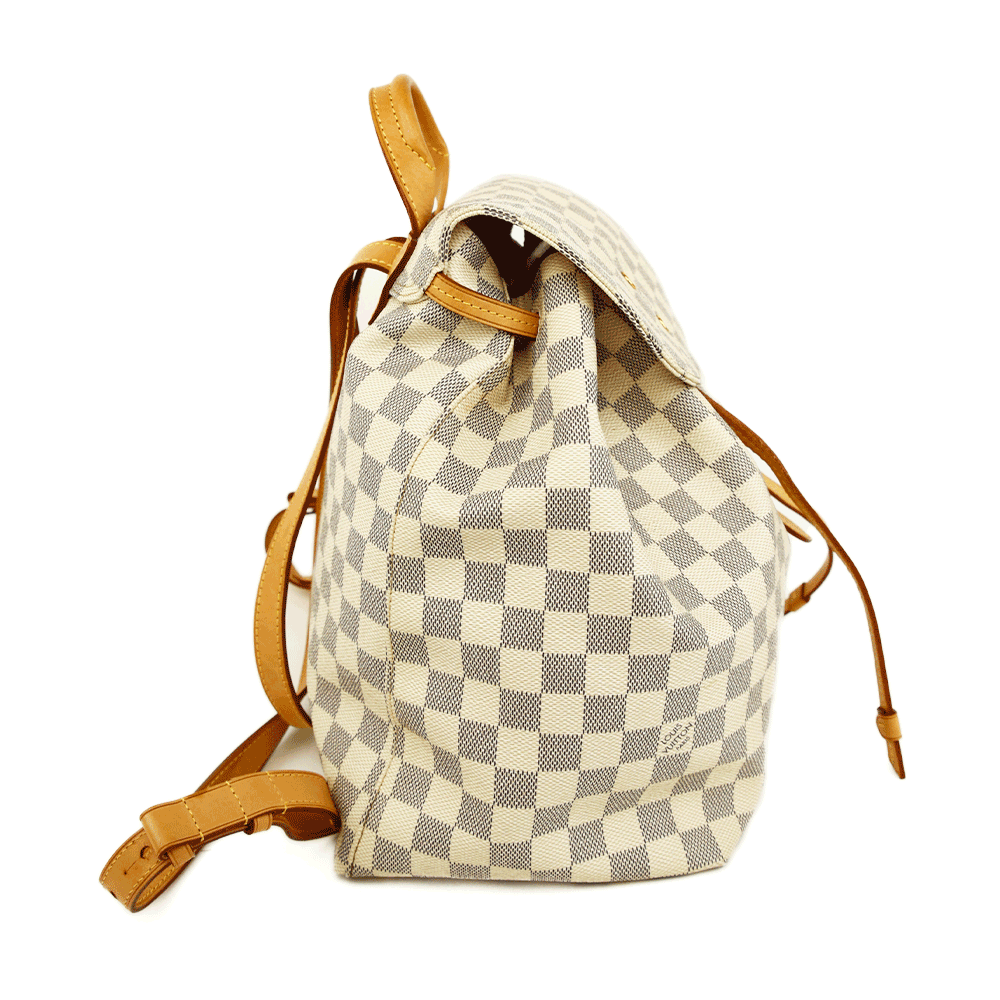side view of Louis Vuitton Damier Azur Sperone Backpack