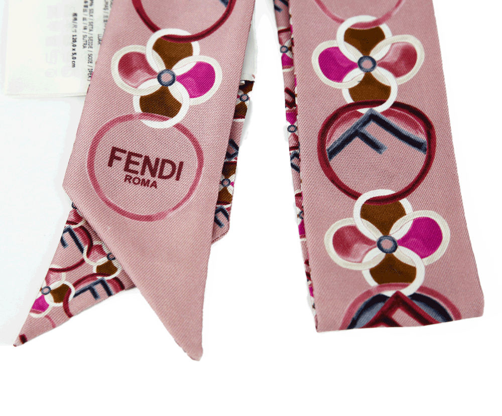 Fendi Pink Printed Silk Wrappy Bandeau