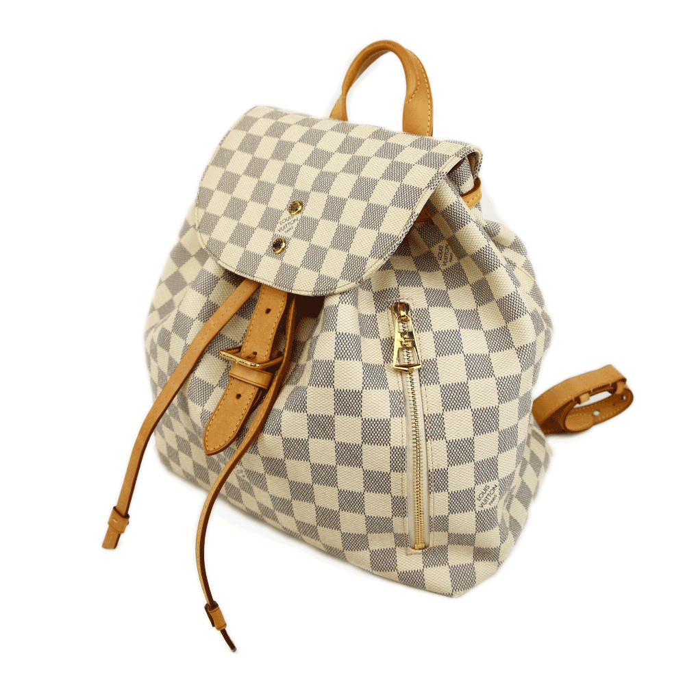 side view of Louis Vuitton Damier Azur Sperone Backpack