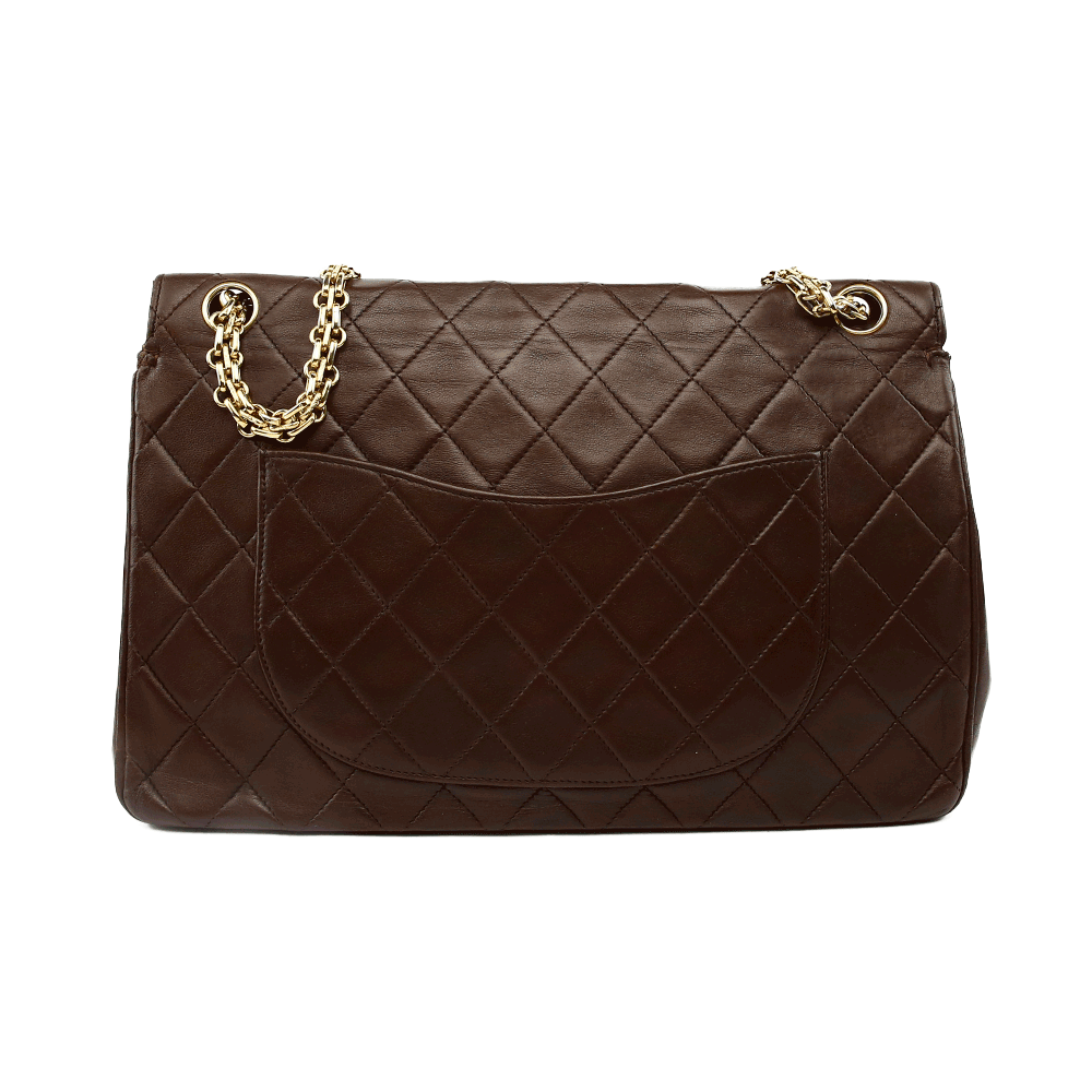 back view of Chanel Chocolate Brown Vintage Medium Double Flap Bag