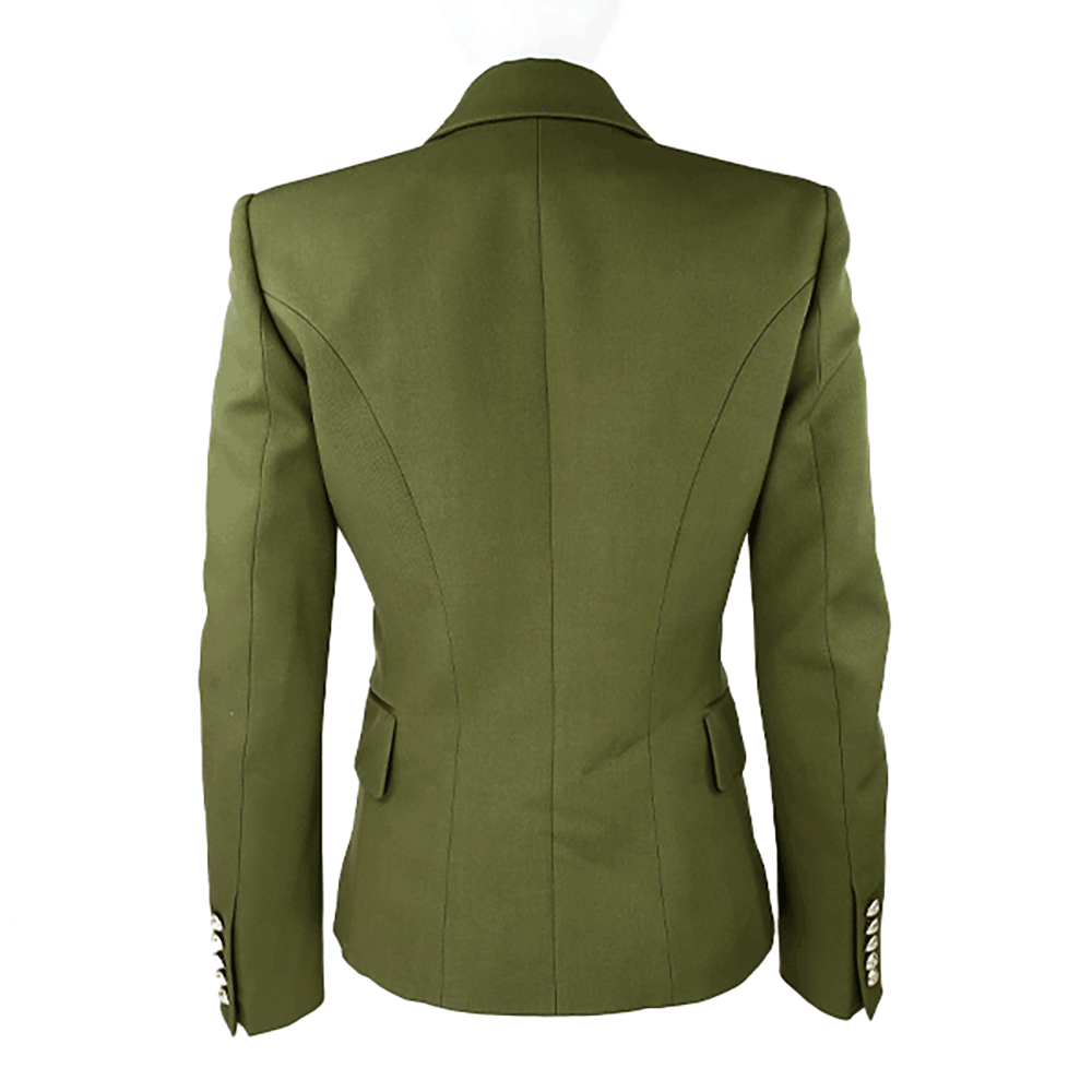 Back view of Balmain Olive Wool Double Breasted Jacket