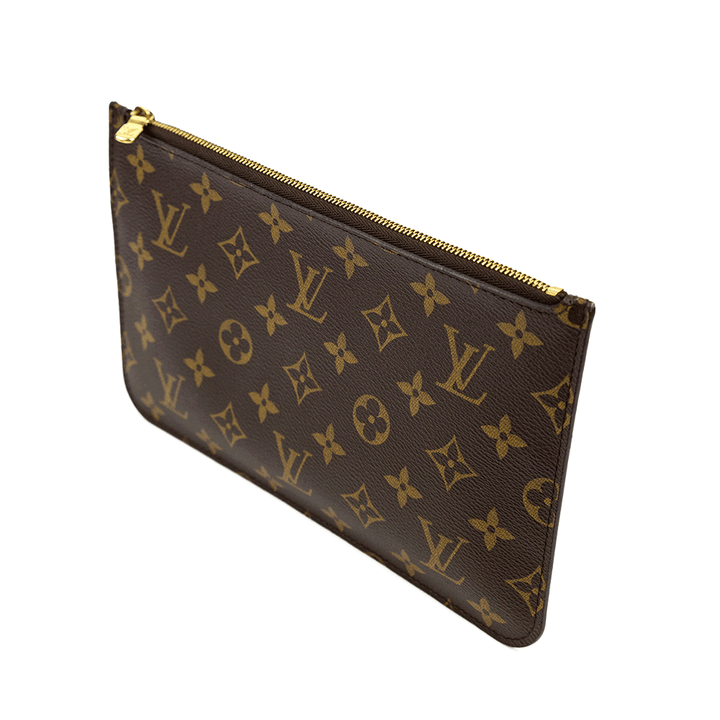 side view of Louis Vuitton Monogram Coated Canvas Neverfull Pochette