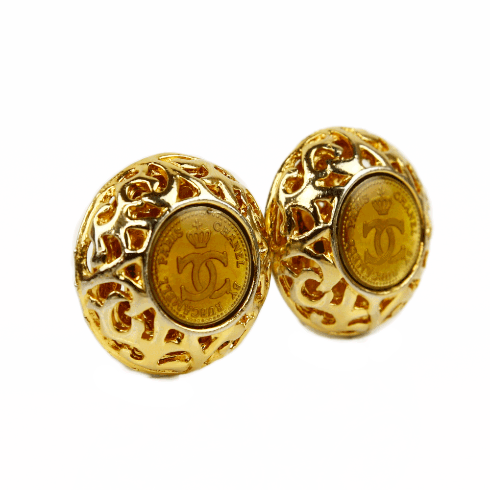 side view of Chanel Vintage Rubcamell Murano Glass Clip-On Earrings