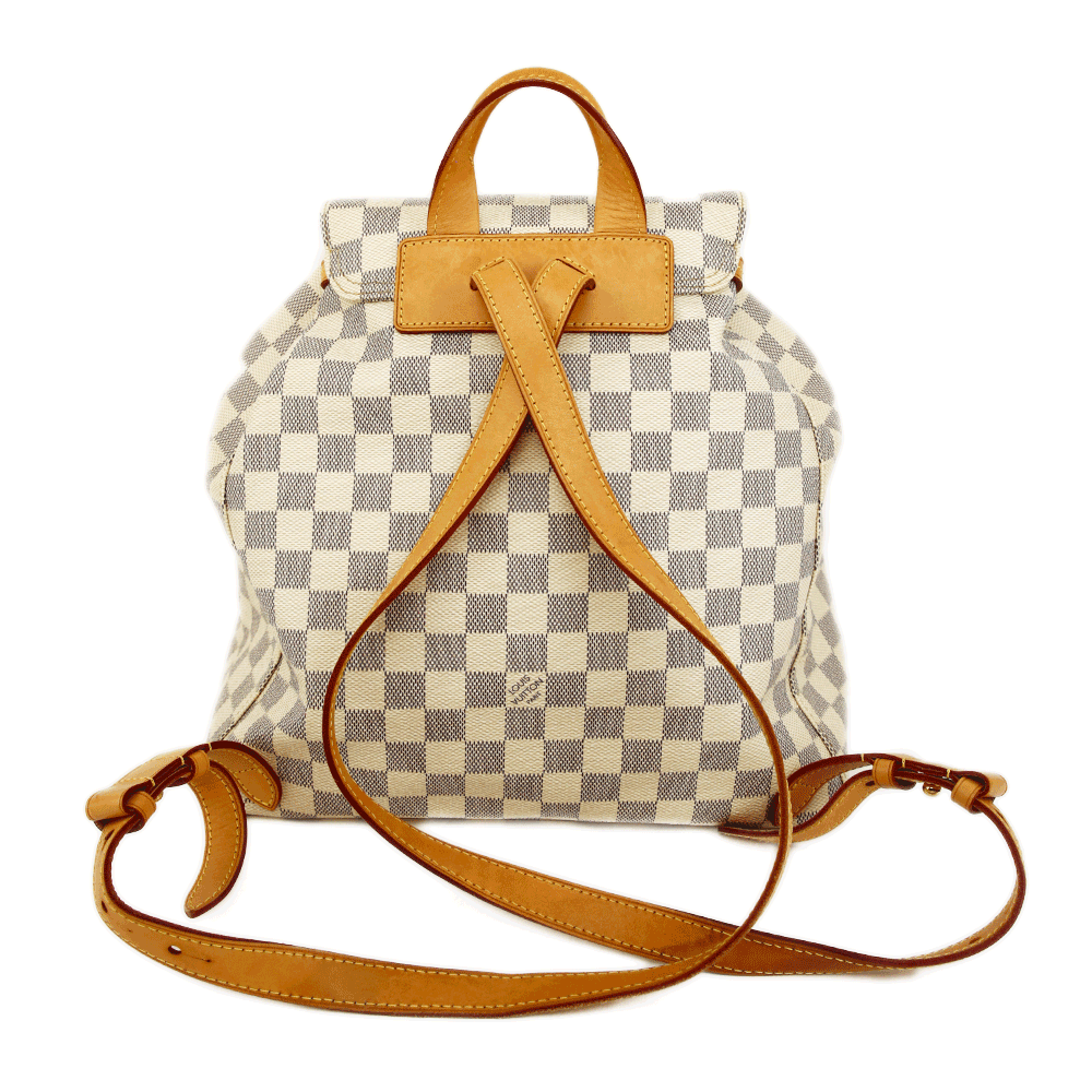 back view of Louis Vuitton Damier Azur Sperone Backpack