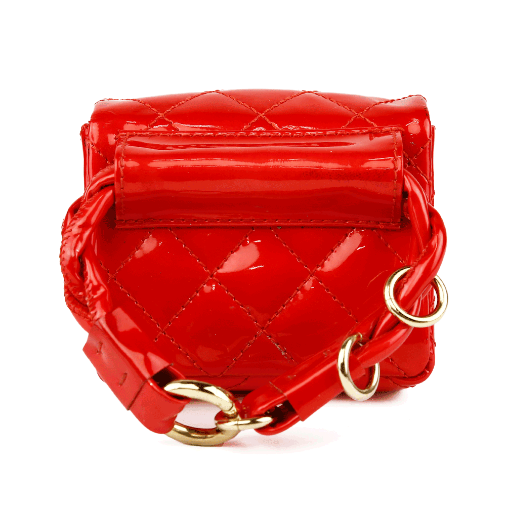 back view of Chanel Red Quilted Patent Leather 2.55 Mini Ankle/Wrist Bag
