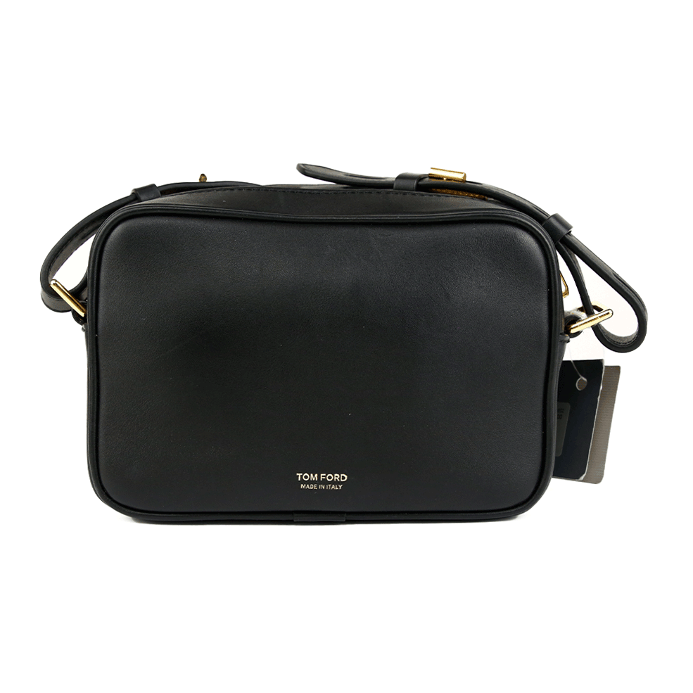 back view of Tom Ford Hollywood Black Leather T-Twist Camera Bag