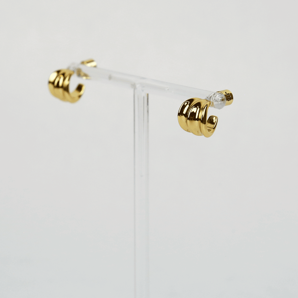 Jenny Bird Pleated Huggies Gold Earrings