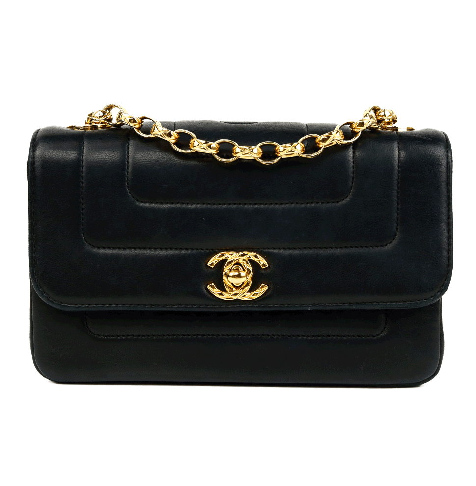front view of Chanel Black Vintage Bijoux Chain Flap Bag