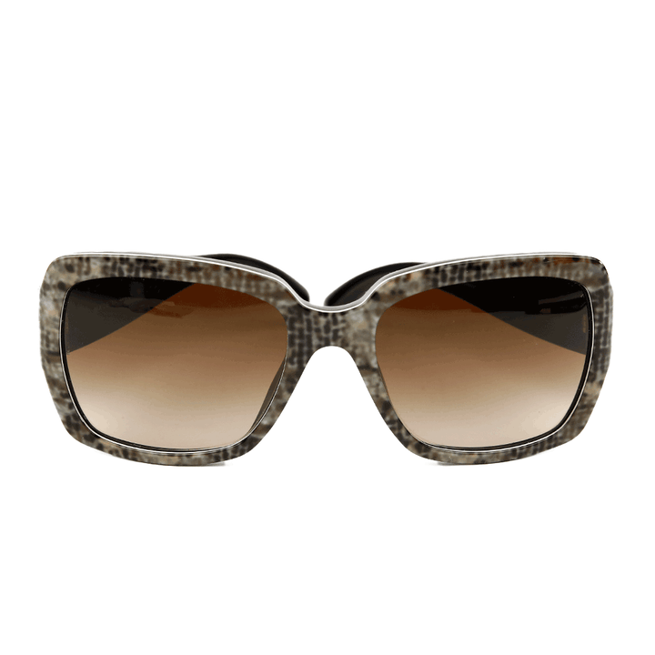 Front view of Chanel Gray Square Tweed Print Sunglasses