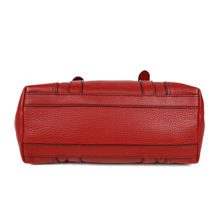 base view of Prada Red Pebbled Leather Tote Bag