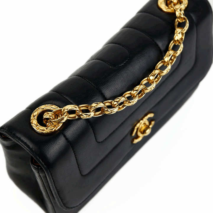 top view of Chanel Black Vintage Bijoux Chain Flap Bag