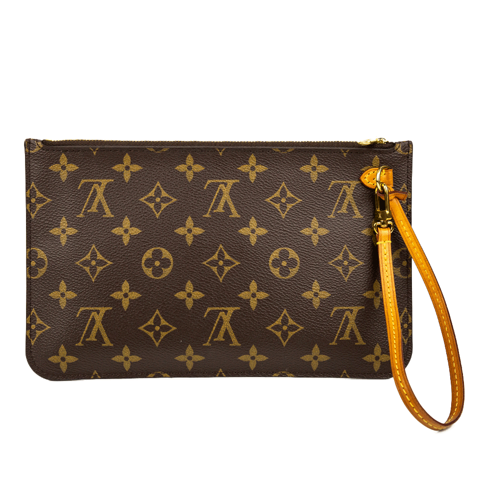 back view of Louis Vuitton Monogram Coated Canvas Neverfull Pochette