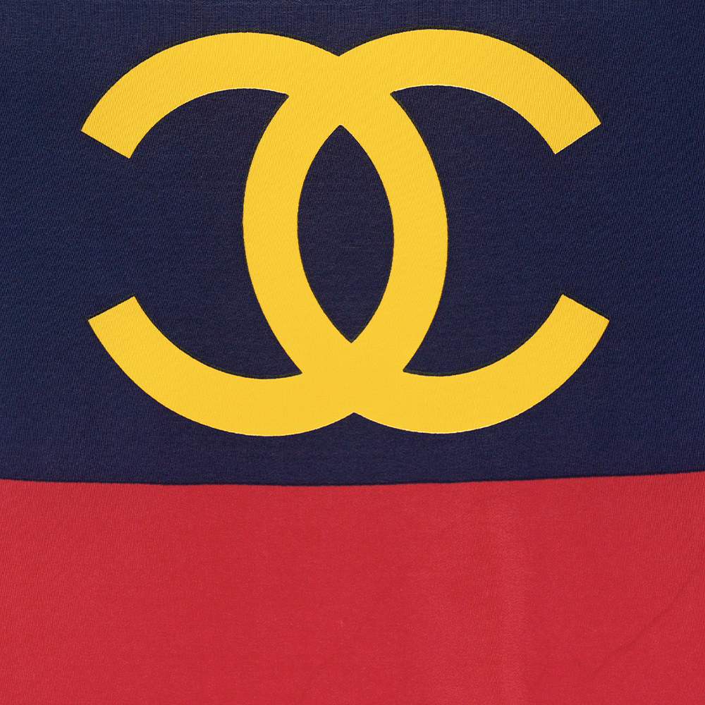 Chanel Primary Color Logo Print Silk Square Scarf