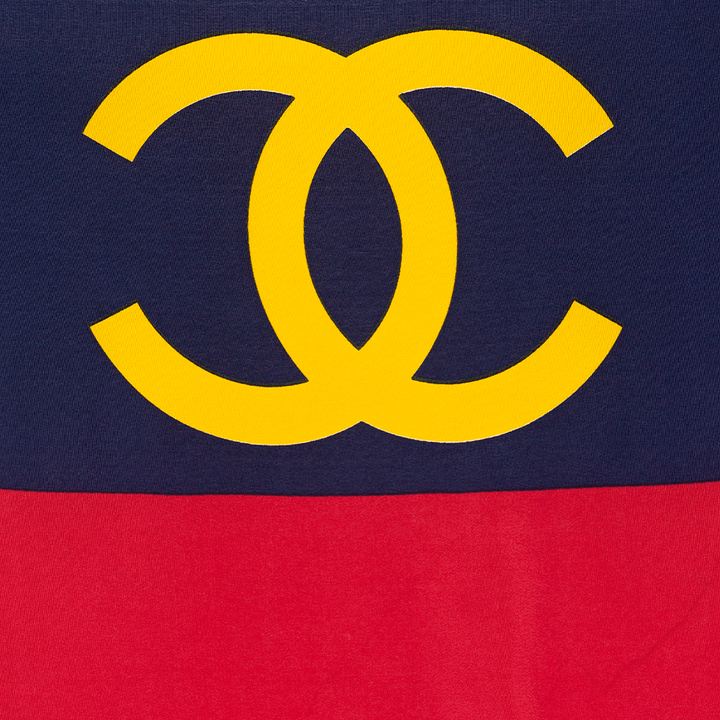 Chanel Primary Color Logo Print Silk Square Scarf
