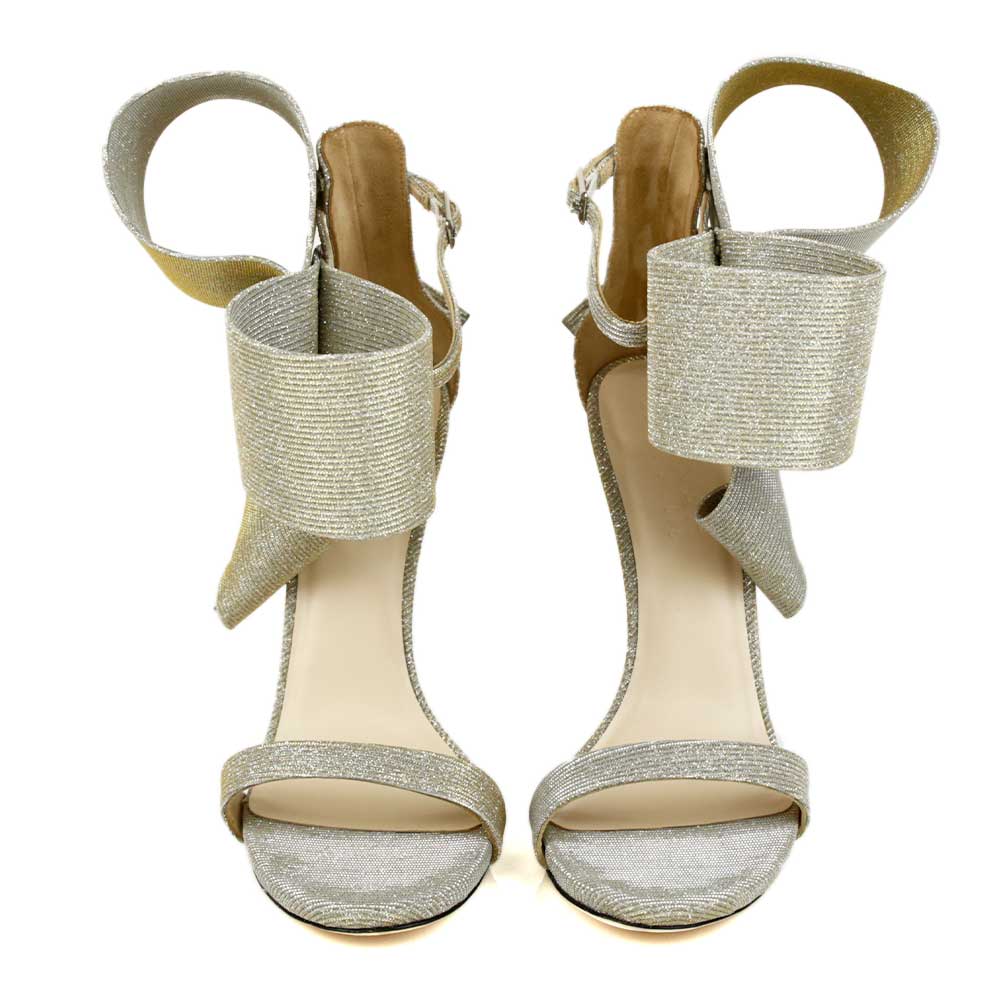 Aminah Abdul Jillil Silver Glitter Bow Sandals