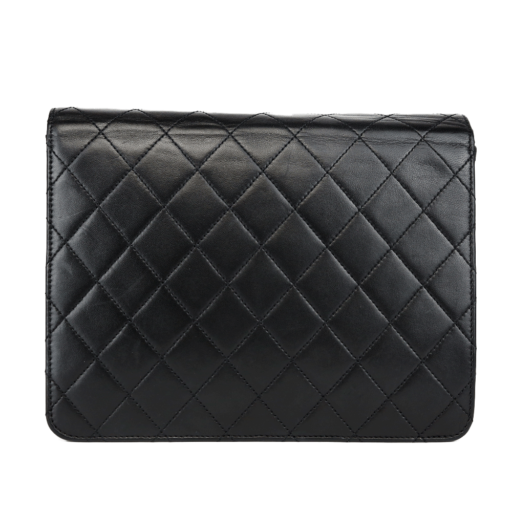 back view of Chanel Vintage Black Quilted Leather Single Flap Bag