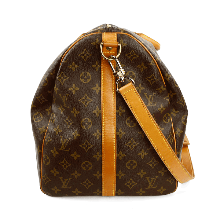 Side view of Louis Vuitton Monogram Coated Canvas Keepall 60