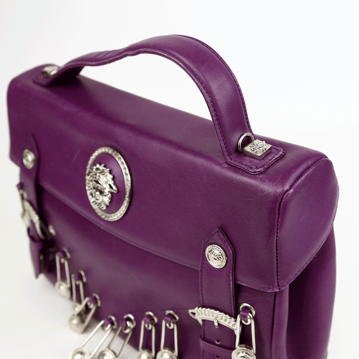 Gianni Versace Vintage Purple Medusa Pin Satchel