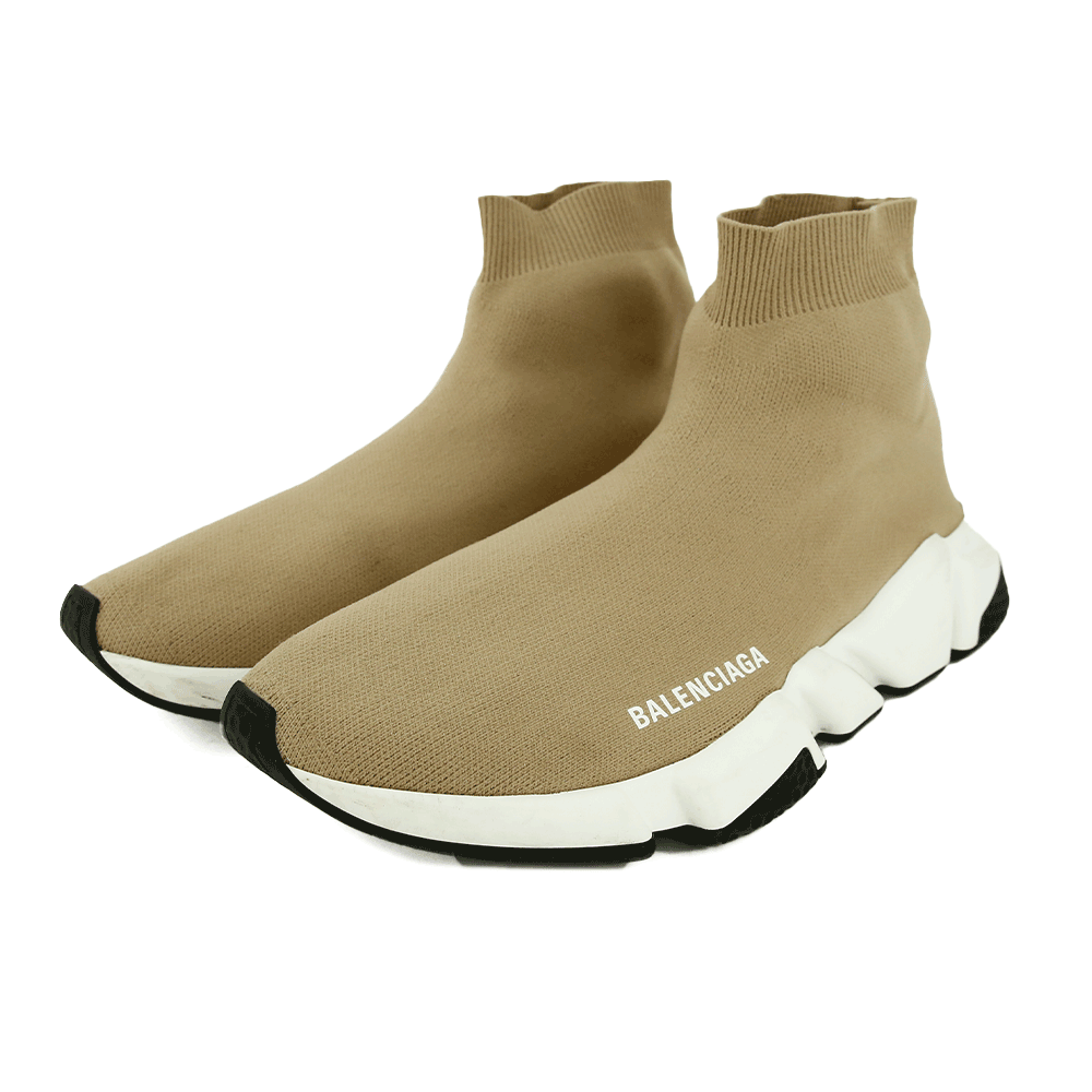 Side view of Balenciaga Speed Runner Beige Sock Sneakers