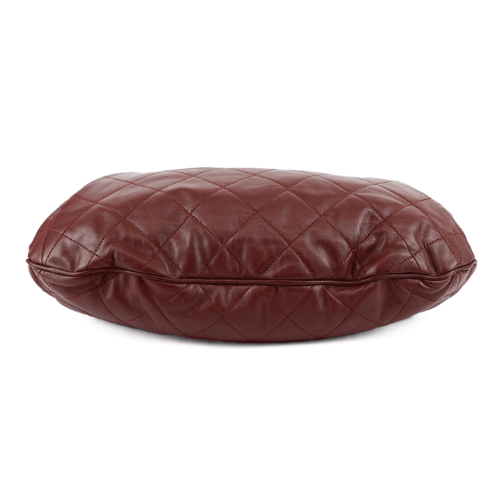 base view of Chanel Coco Pleats Burgundy Leather Hobo Bag