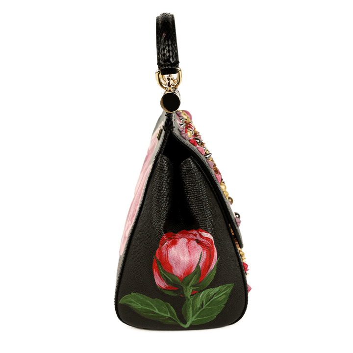 side view of Dolce & Gabbana Medium Miss Sicily Embellished Rose Bag