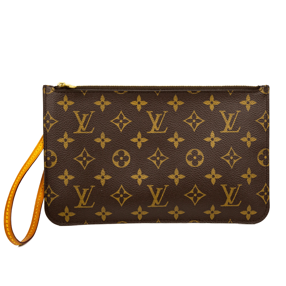 front view of Louis Vuitton Monogram Coated Canvas Neverfull Pochette