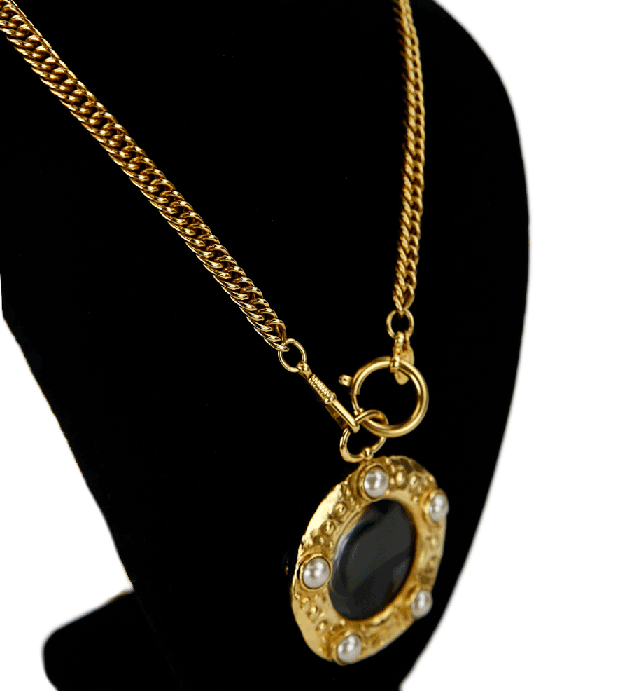 side view of Chanel Vintage Magnifying Hoop Necklace