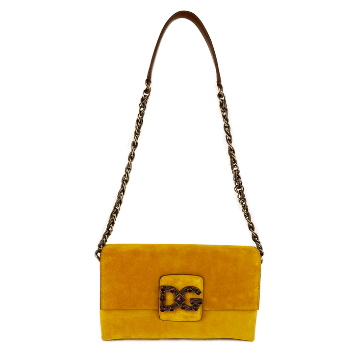 Dolce & Gabbana Yellow Suede DG Millennials Shoulder Bag