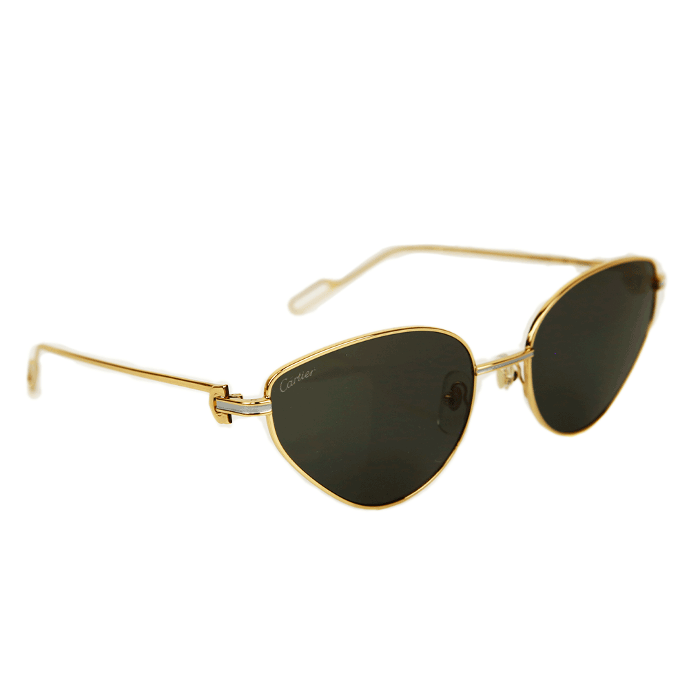 side view of Cartier Gold Plated Cat Eye Sunglasses