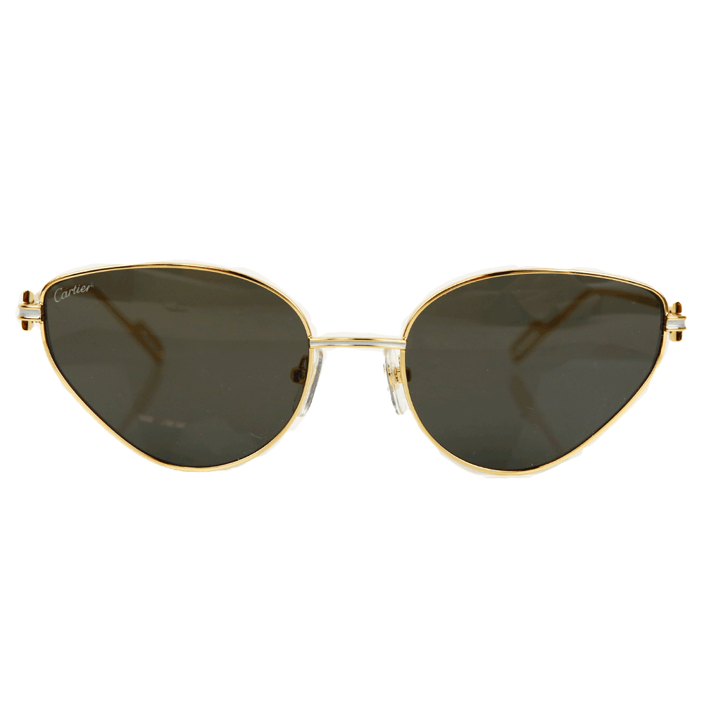 front view of Cartier Gold Plated Cat Eye Sunglasses