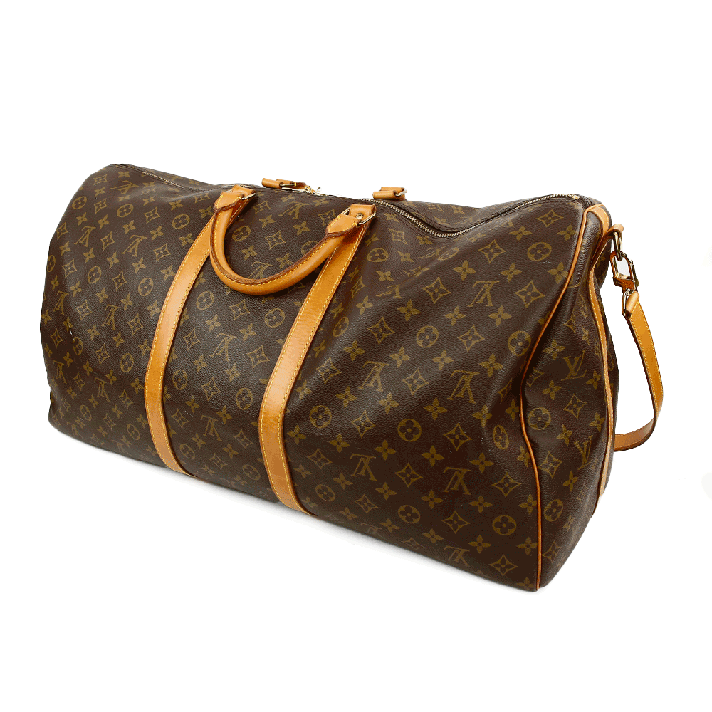 Back view of Louis Vuitton Monogram Coated Canvas Keepall 60