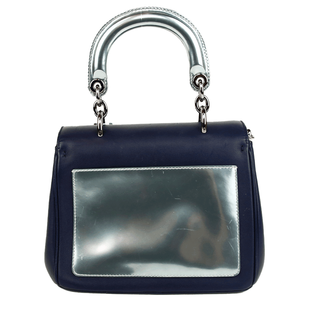 back view of Christian Dior Navy Leather Mini Be Dior Flap Bag